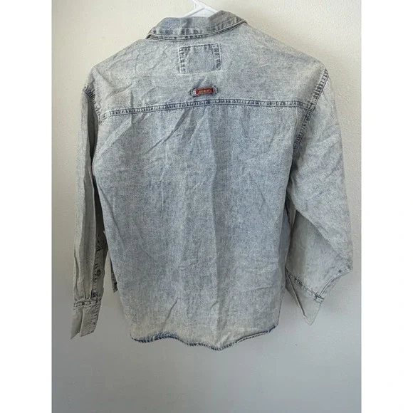Jordache Vintage NWT Light Wash Denim Button Down Shirt 90's Western Size Small - Picture 8 of 9